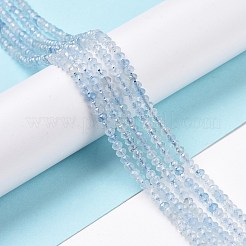 天然石アクアマリンビーズ連売り  多面カット  ロンデル  3x2mm  穴：0.5mm  約175個/連  15.16''（38.5センチメートル）&nbsp;G-E194-12