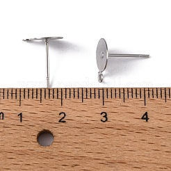 変色しない304ステンレススチールスタッドピアス金具  カン付き  ステンレス鋼色  10.5x8mm  ピン：0.7mm  穴：1mm&nbsp;LS-STAS-E029-2