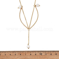 白い丸い貝殻パールペンダントと真鍮アズキチェーンネックレス（女性用）  ゴールドカラー  15.94インチ（40.5cm）&nbsp;NJEW-JN06349