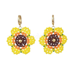 Glass Seed Bead Hoop Dangle Earrings&nbsp;EJEW-MZ00772