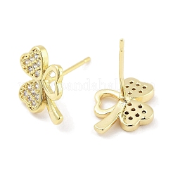 Brass Micro Pave Clear Cubic Zirconia Stud Earrings for Women&nbsp;EJEW-S217-D08