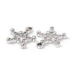 合金クリスタルラインストーンペンダント  星のチャーム  プラチナ  19x17x3mm  穴：2mm&nbsp;ALRI-K049-08P