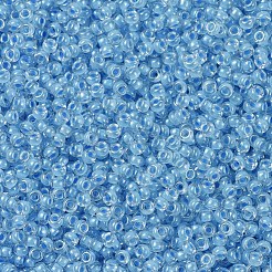 MIYUKIラウンドロカイユビーズ  日本製シードビーズ  11/0  （rr221)スカイブルー裏地クリスタル  11/0  2x1.3mm  穴：0.8mm  約50000個/ポンド&nbsp;SEED-G007-RR0221