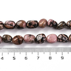 天然石ロードナイトビーズ連売り  ナゲット  タンブルストーン  7~12x6~8x5~7mm  穴：1mm  約43~44個/連  15.47~15.63''（39.3~39.7センチメートル）&nbsp;G-G146-A07-01