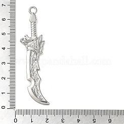 チベット風合金ビッグサイズペンダントトップ  だんびら  プラチナ  66.5x16x3.5mm  穴：3mm&nbsp;FIND-G067-02P