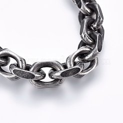 Retro 304 Stainless Steel Cable Chain Bracelets&nbsp;BJEW-L631-27AS