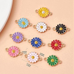 10Pcs 10 Colors Zinc Alloy Enamel Sunflower Connector Charms&nbsp;ENAM-YW0003-42
