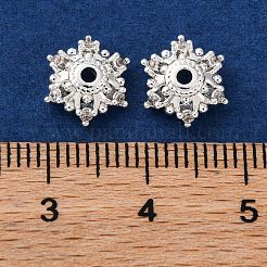 Brass Micro Pave Clear Cubic Zirconia Bead Caps&nbsp;KK-K378-47B-S