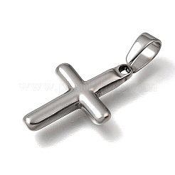 304ステンレスペンダント  クロスチャーム  ステンレス鋼色  23x15.5x3.5mm  穴：7x4.5mm&nbsp;SA-CBAC939-03P