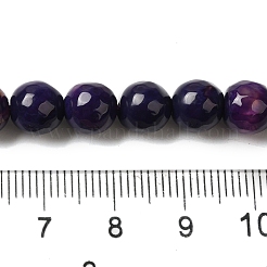 染色・加熱された天然縞瑪瑙ビーズ連売り  多面カット  ラウンド  インディゴ  7.5~8mm  穴：1.2mm  約48個/連  14.17''（36センチメートル）&nbsp;G-P539-F01-01