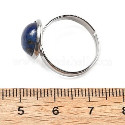 半円形の天然ラピスラズリの指輪  女性用304ステンレススチール調節可能リング  ラウンドカボション：10mm  usサイズ6（16.5mm）  3mm&nbsp;RJEW-M062-01P-28