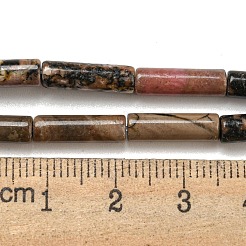 天然石ロードナイトビーズ連売り  コラム  14x4mm  穴：1mm  約28個/連  15.35インチ（39cm）&nbsp;G-D464-50