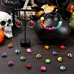 ハロウィン樹脂ビーズ160個  スカル  ミックスカラー  12x9x11mm  穴：2mm&nbsp;FIND-SC0011-67