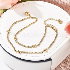 304 Stainless Steel Double-Layer Curb Chains Bracelets for Women&nbsp;BJEW-C089-13G