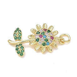 Brass Cubic Zirconia Pendants&nbsp;KK-L253-25G-03