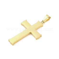 PVD真空メッキ304ステンレスペンダント  長持ちメッキ  クロスチャーム  宗教  ゴールドカラー  46x28x3mm  穴：9.4x4.7mm&nbsp;STAS-Z080-10G