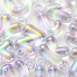 UVメッキレインボー虹色アクリルパーツ  文字  ラベンダー  25~26x14~22.5x8mm  穴：3.5mm&nbsp;OACR-K003-007D