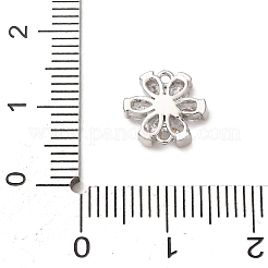 真鍮とラインストーンのコネクターチャーム  花と星のリンク  プラチナ  10x10x2.5mm  穴：1mm&nbsp;RB-CBAFDDC-01P