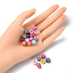 スプレープリントアクリルビーズ  ロンデル  ミックスカラー  10x8mm  穴：5mm&nbsp;ACRP-YW0001-09