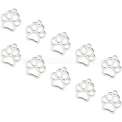 304ステンレススチールチャーム  犬の足跡  ステンレス鋼色  12.9x11.8x1mm  穴：1.5mm  20個/箱&nbsp;STAS-UN0001-15P