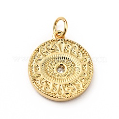 Rack Plating Brass Micro Pave Clear Cubic Zirconia Pendants&nbsp;KK-H431-55G