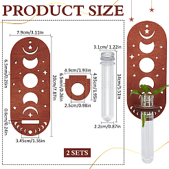 木製プラントホルダー  プラスチックビーズ収納チューブ付き  園芸植物サポート用  オーバル  200x79x6.5mm  2セット&nbsp;AJEW-MA0001-05A