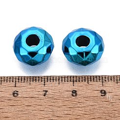 UVメッキアクリルヨーロッパのビーズ  大穴ビーズ  多面カット  ディープスカイブルー  15x8mm  穴：4.7mm&nbsp;OACR-E033-22-03