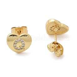 Rack Plating Brass Micro Pave Clear Cubic Zirconia Stud Earrings&nbsp;EJEW-K299-01G-Q