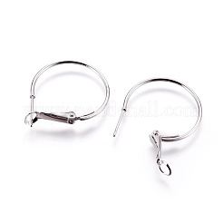 真鍮製フープピアス  ニッケルフリー  リング  プラチナメッキ  28~32x25x5.5mm  ピン：0.7mm&nbsp;X-EJEW-P160-03P-NF