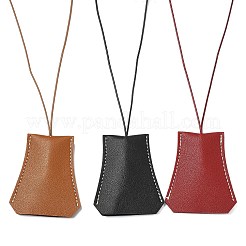 革製キーバッグ  収納袋  首にかけるネックレス  レッド  8.5x7cm&nbsp;ST-CJ0027-02
