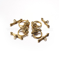 チベット風マンテル  鉛フリー及びカドミウムフリー  アンティーク黄金  花：18x19mm  バー：4x24mm  穴：2mm&nbsp;GLF0026Y