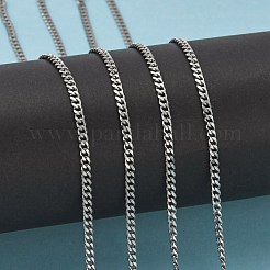 変色しにくい304ステンレススチールツイストチェーン  多面カット  溶接されていない  ステンレス鋼色  3x1.2mm&nbsp;CHS-K001-21-3mm
