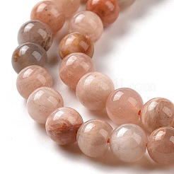 Round Natural Multi-Moonstone Beads Strands&nbsp;G-I176-09-6mm