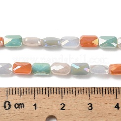 電気メッキガラスビーズセット  多面カット  長方形  オレンジ  7x4.5x3.5mm  穴：1mm  約30個/連  8.35''（21.2センチメートル）&nbsp;X-EGLA-P065-02A-04