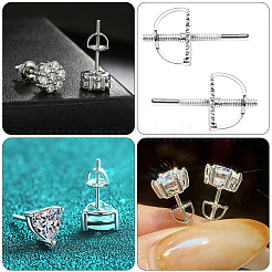真鍮製イヤーナット30個  ピアスバックキャッチ  925銀メッキ  5x4mm  穴：0.7mm&nbsp;KK-BBC0019-92S