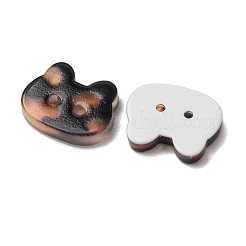2  - 正孔樹脂ボタン  猫  ブラック  12x10x2.5mm  穴：1.2mm&nbsp;LS-RE-CBA1807-03A
