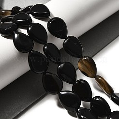 天然黒瑪瑙（染色・加熱）ビーズ連売り  ティアドロップ  16x12x5~6mm  穴：1mm  約25個/連  15.16''~15.75''（38.5~40センチメートル）&nbsp;G-P561-B13-01