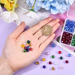 400個10色電気メッキガラスビーズ連売り  パール光沢メッキ  多面カット  ロンデル  ミックスカラー  8x6mm  穴：1mm  40個/カラー&nbsp;EGLA-SZ0001-12