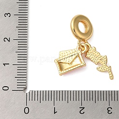 Rack Plating Brass Pink Enamel European Dangle Charms&nbsp;KK-P279-42G