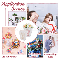 Trapezoid Paper Flower Gift Tote Bags with Plastic Visible Window&nbsp;ABAG-WH0045-25C
