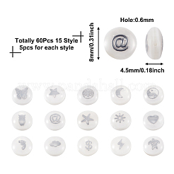 60Pcs 15 Styles Natural Freshwater Shell Beads&nbsp;SHEL-KS0001-03