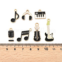 14pcs7スタイル音楽テーマ合金エナメルペンダント  混合図形  ブラック  13~31x8~22x1~2mm  穴：1.8~2mm  2個/スタイル&nbsp;FIND-FP0002-97