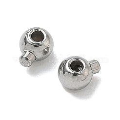304ステンレススチールクリンプビーズ  ラウンド  ステンレス鋼色  4x3x2.5mm  穴：1mm&nbsp;STAS-G361-02P