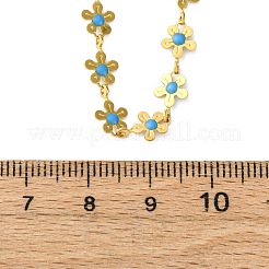Flower 304 Stainless Steel Link Chain Necklaces for Women&nbsp;NJEW-M107-01G