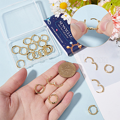 女性用真鍮フープピアス24個  ストライプ  18KGP本金メッキ  11x3mm  24pc&nbsp;EJEW-SC0001-52