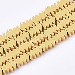 塗装非磁性合成ヘマタイトビーズ連売りスプレー  魚の骨  ミックスカラー  8x6x3mm  穴：0.7mm  約51個/連  15.75インチ（40cm）&nbsp;G-T124-21