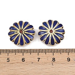 手作り七宝ビーズ  花  ゴールドカラー  ブルー  17.5x6.5mm  穴：1.4mm&nbsp;CLB-B001-01
