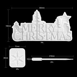 クリスマスのテーマDIYペンダントシリコンモールド  とプラスチックピペット  ジュエリー作りのための  ホワイト  160x303x15mm  穴：4mm&nbsp;DIY-LS0001-10