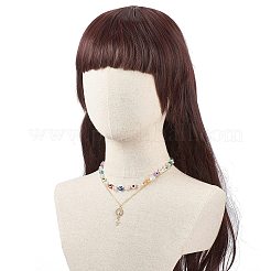 2 個 2 スタイル天然水晶チップ & 樹脂ナザールボンジュウビーズ ネックレス セット  ラインストーン ツリー オブ ライフ クロス ペンダント ネックレス 女性用  ミックスカラー  15.63~17.76インチ（39.7~45.1cm）  1個/スタイル&nbsp;NJEW-JN04027