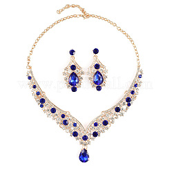 Teardrop Alloy Rhinestone Pendant Necklaces & Stud Dangle Earrings Sets&nbsp;FS-WGBD9B5-02